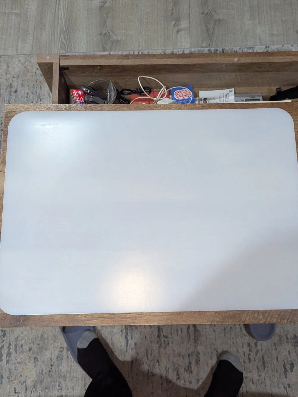 IKEA White Desktop Surface with Wood Trim